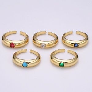 Cubic Adjustable Gold Band Ring